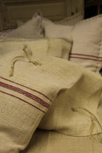 plaited ties -  flour sack cushion